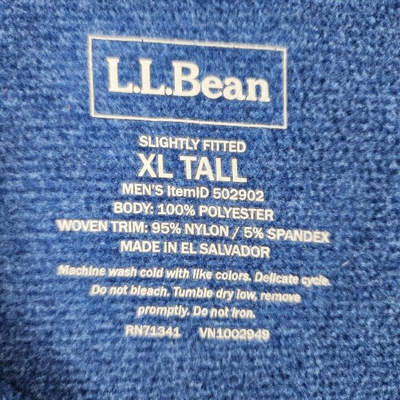 LL Bean Sweater Men XL Tall Blue Gray Trail Fleece 1/2 Zip 502902 - Picture 3 of 6